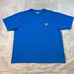 Carhartt Short Sleeve Tshirt Mens XXL Blue Chest Pocket Workwear Casual